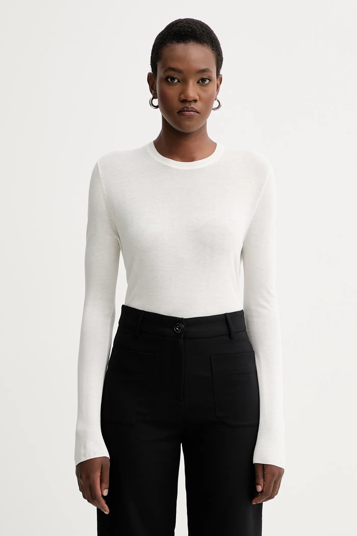 Sveter Calvin Klein okrúhly béžová LV044C339G