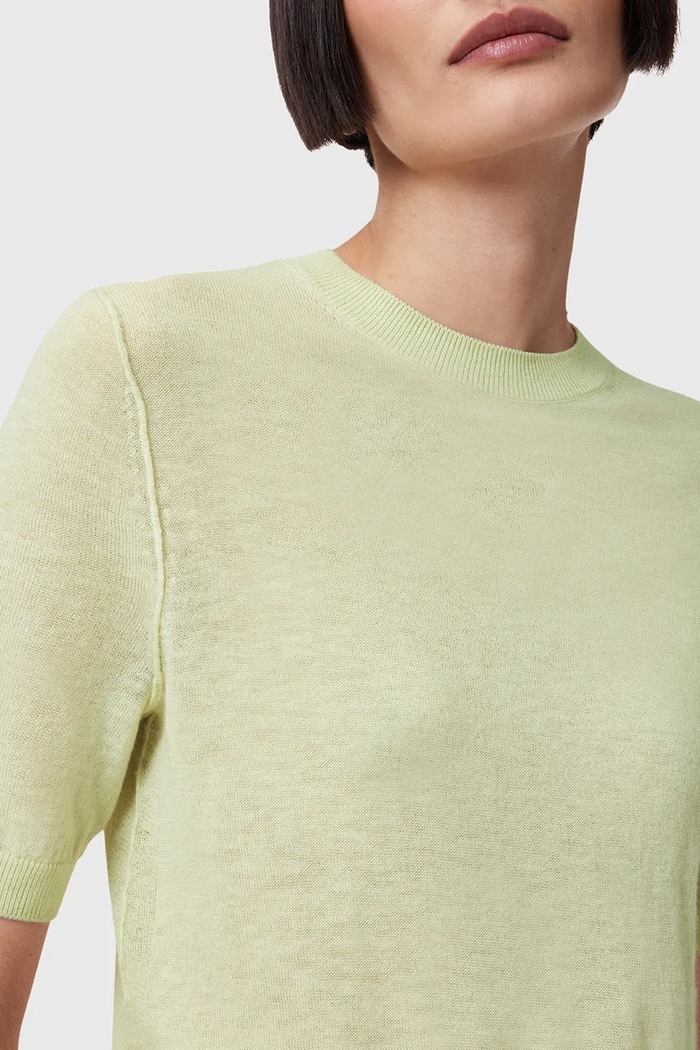 AllSaints t-shirt wełniana ELSIE W068KC zielony AW25
