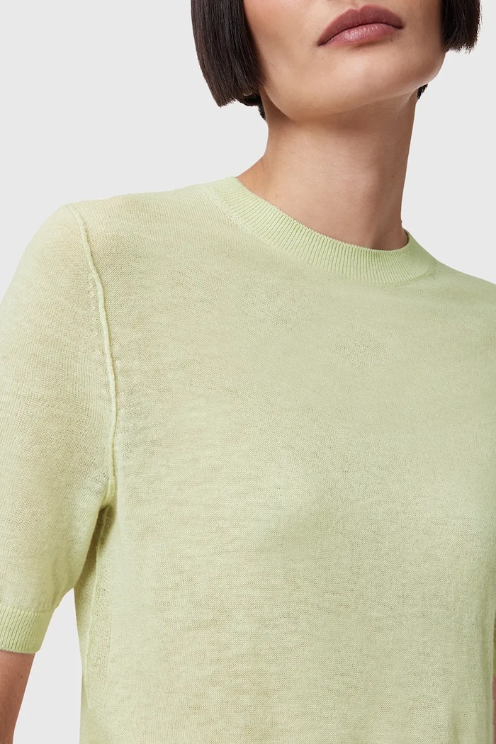 AllSaints t-shirt wełniana ELSIE W068KC zielony AW25