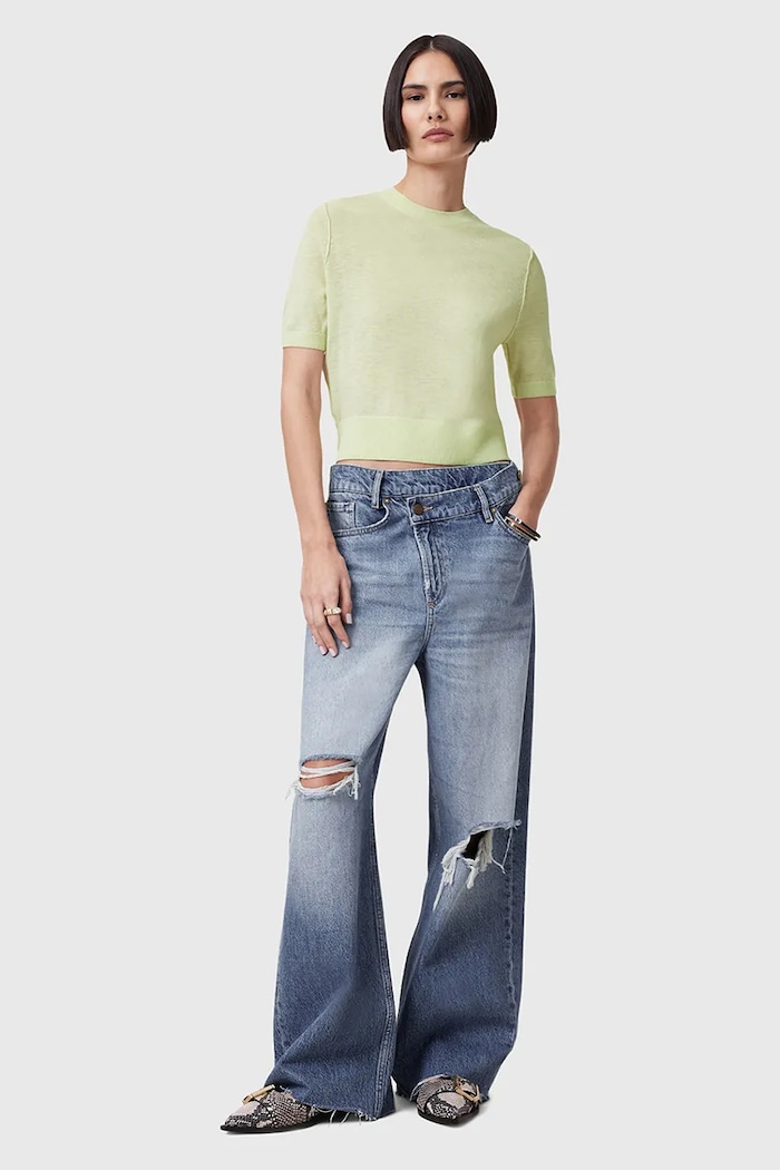 AllSaints t-shirt wełniana ELSIE zielony W068KC