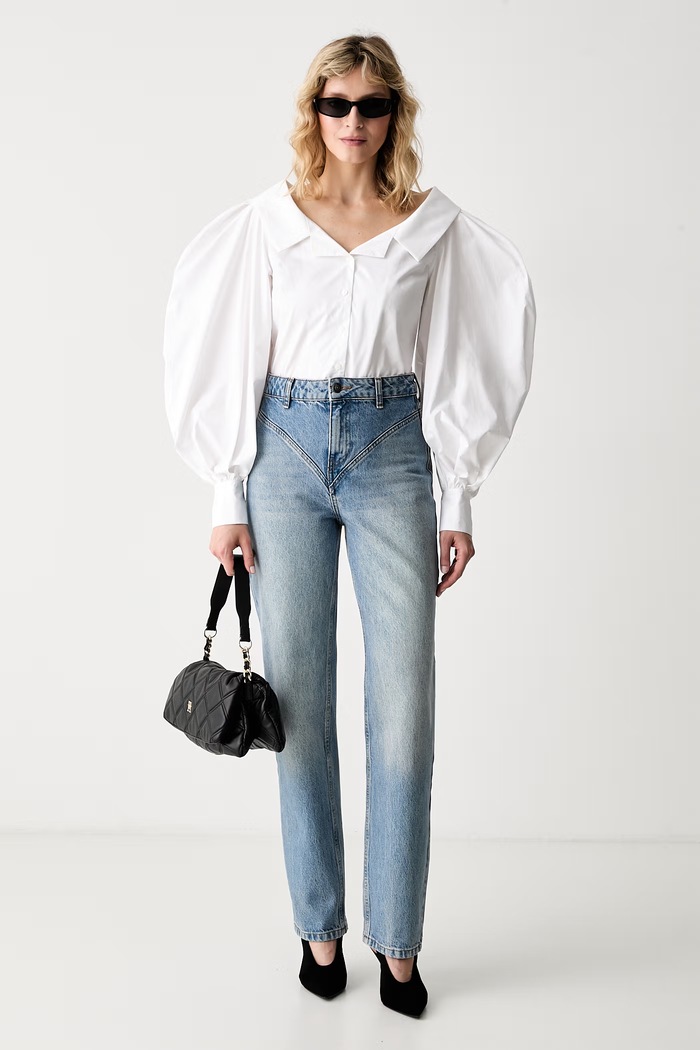 Karl Lagerfeld cămașă de damă din bumbac A3W11042 alb SS26