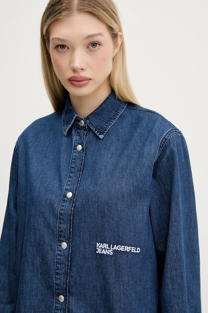 Džínová košile Karl Lagerfeld Jeans námořnická modř A3W11002