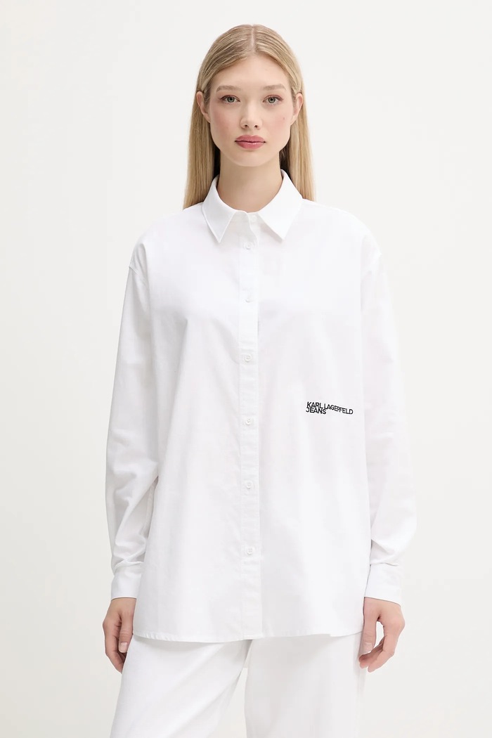 Karl Lagerfeld Jeans koszula bawełniana bawełna biały A3W11010