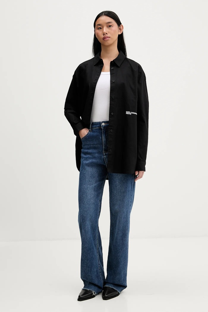 Bavlnená košeľa Karl Lagerfeld Jeans A3W11010 čierna AA00