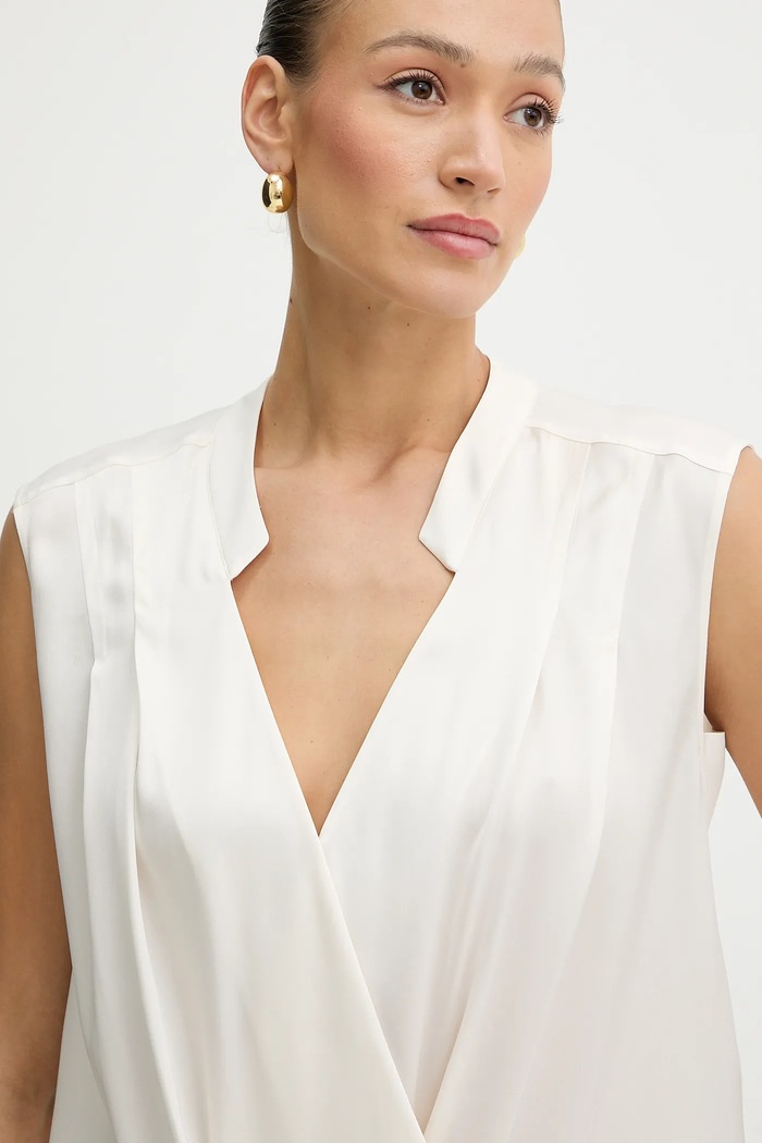 BOSS bluzka jedwabna Basina beżowy 50548238