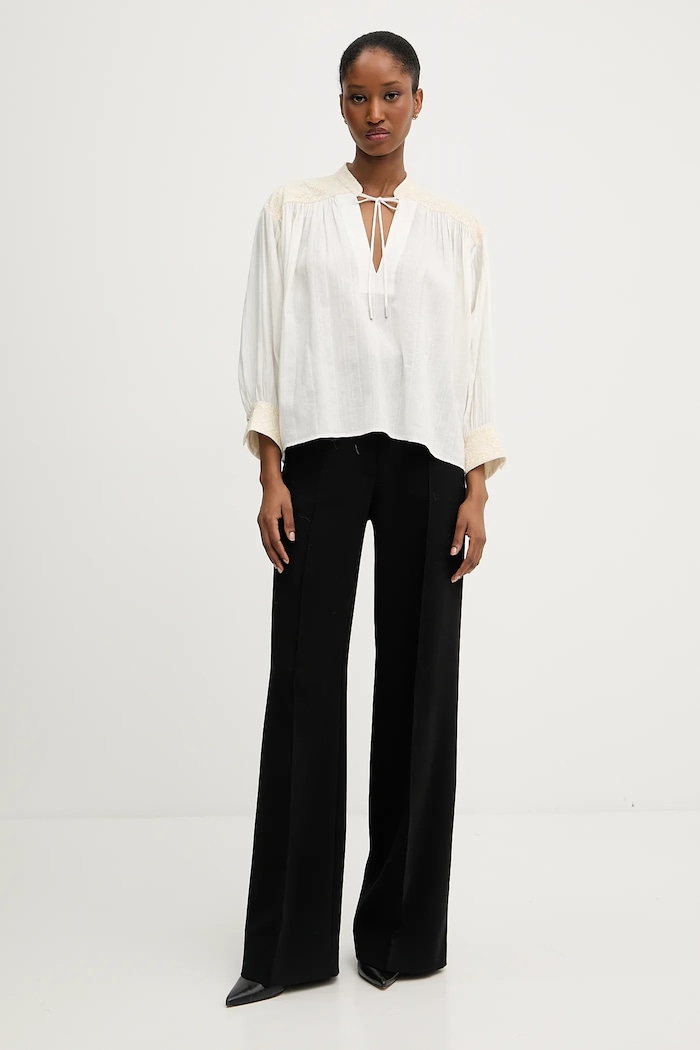 Βαμβακερή μπλούζα BOSS Orange Bashinah 50546176 μπεζ AW25
