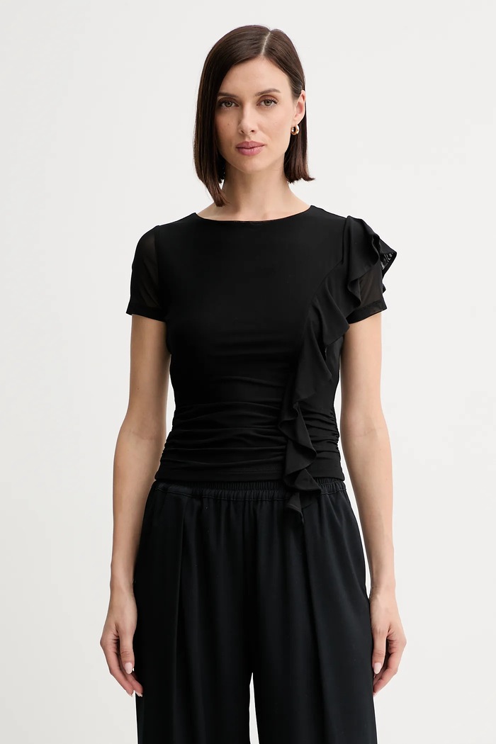 Μπλουζάκι Guess VERDIANA slim μαύρο W5YP08.KCZC2