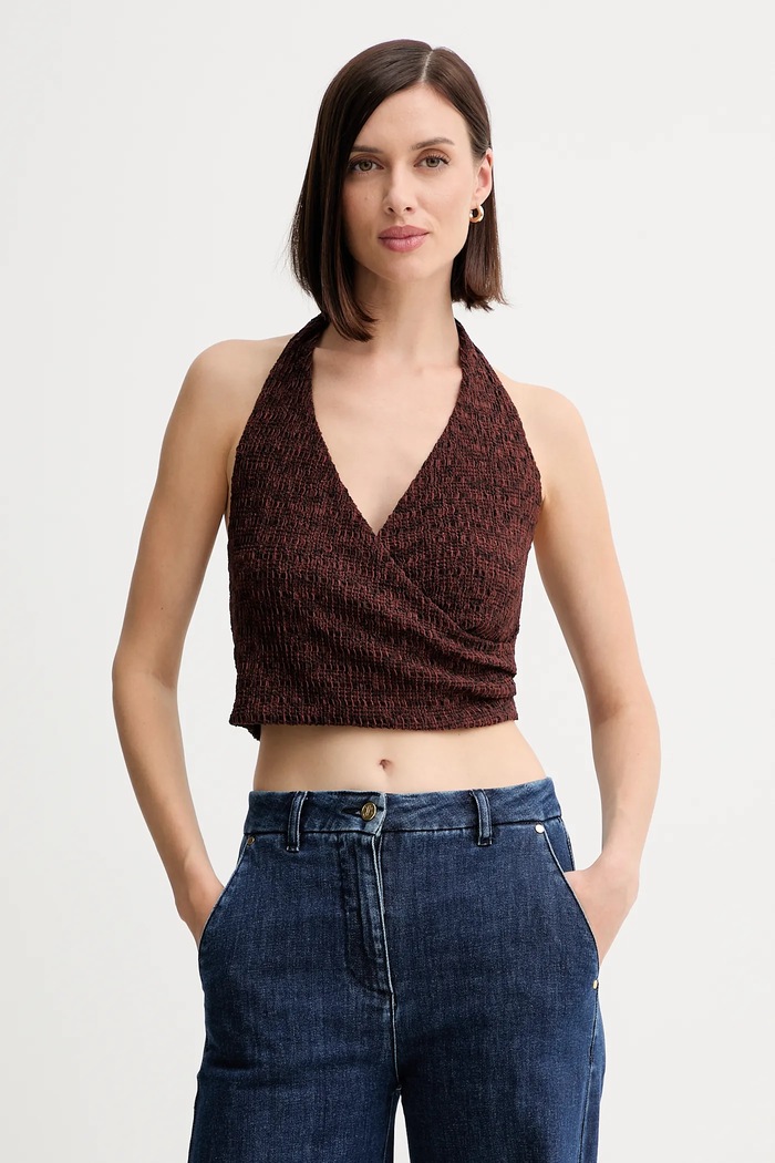 Guess top NALENY cu modele maro W5YP18.KCYE2