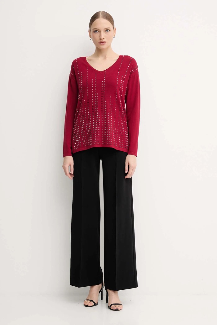 Joseph Ribkoff pulover din amestec de mătase 254966 burgundia AW25