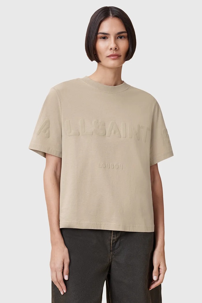 AllSaints T-shirt bawełniany LISA beżowy W211JA
