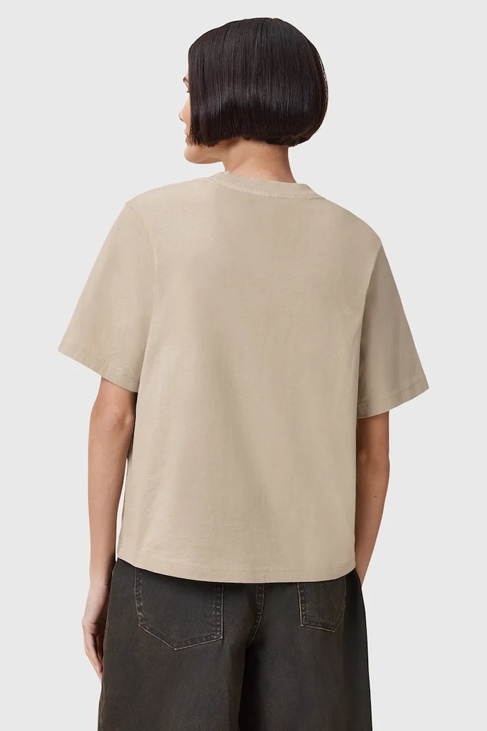 T-shirt bawełniany LISA AllSaints W211JA beżowy