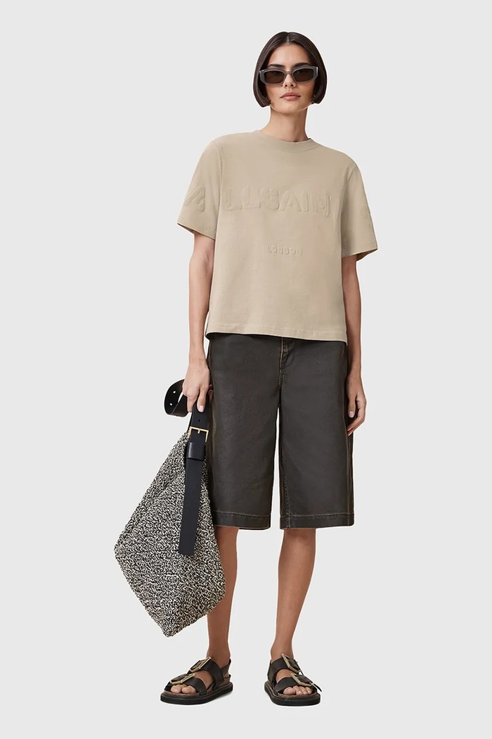 T-shirt bawełniany LISA AllSaints beżowy W211JA