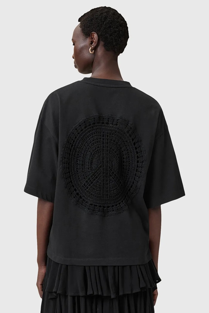 AllSaints Βαμβακερό μπλουζάκι AllSaints AMELIE μαύρο W224JC