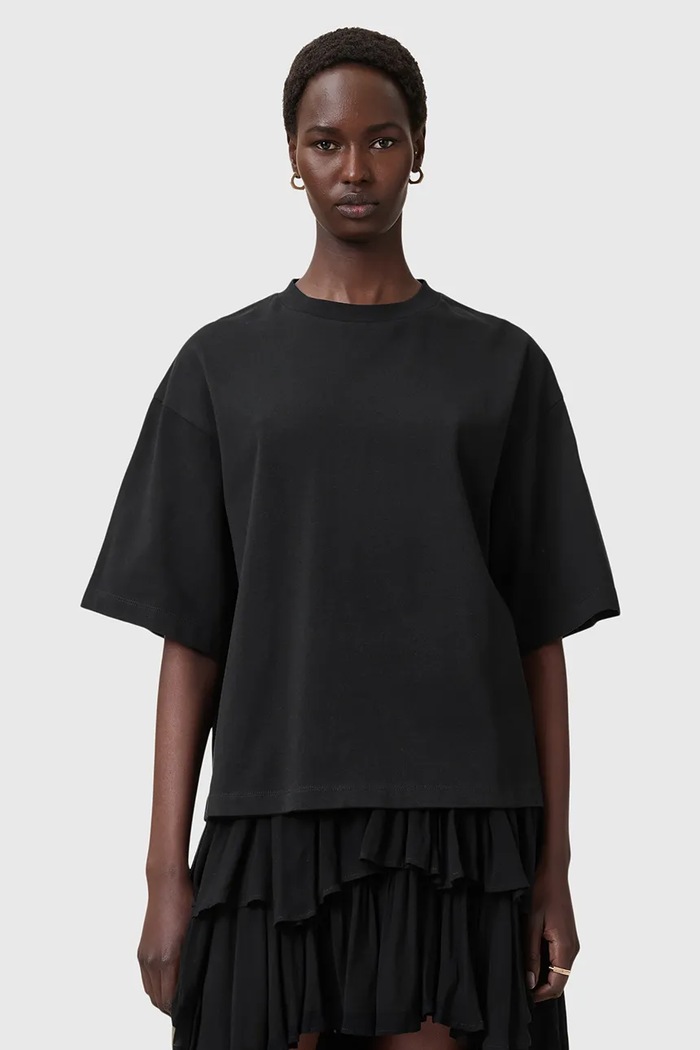 AllSaints Βαμβακερό μπλουζάκι AllSaints AMELIE W224JC μαύρο AW25