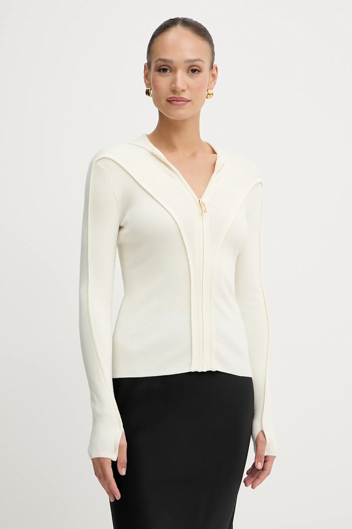 Victoria Beckham cardigan din lână uni bej 1325KTP006406A