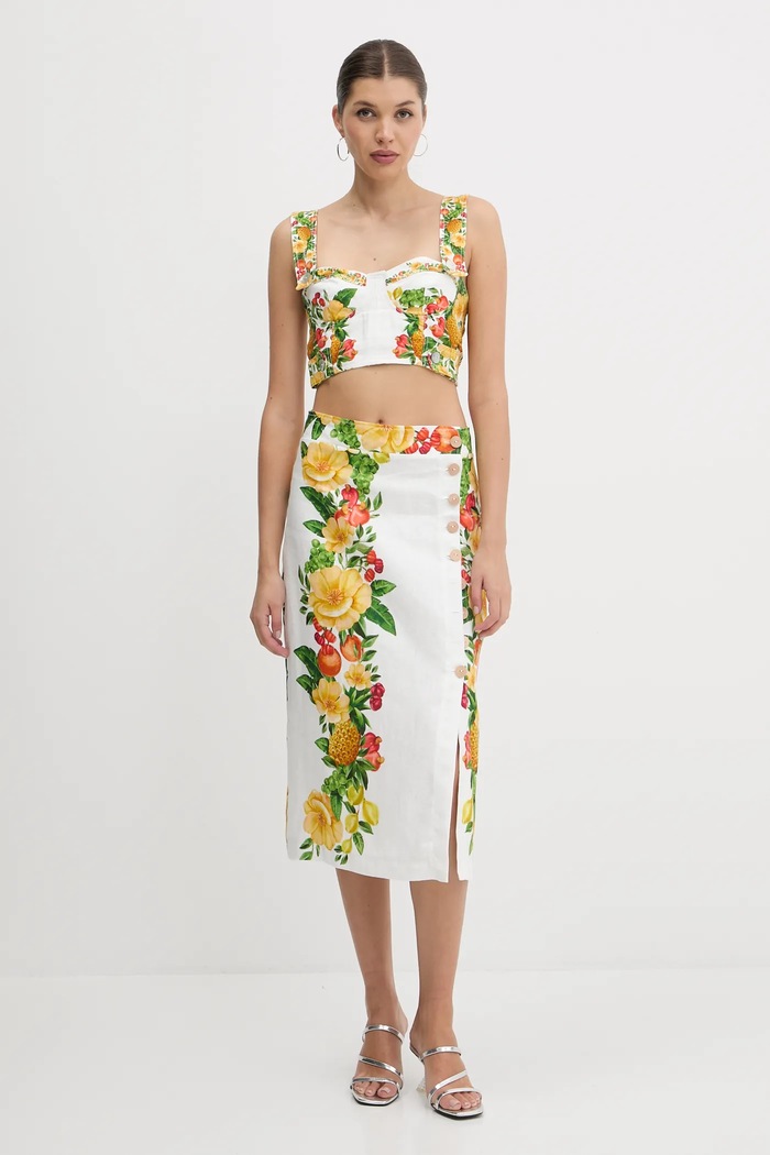 Ленена блуза Farm Rio 335881 зелен AW25