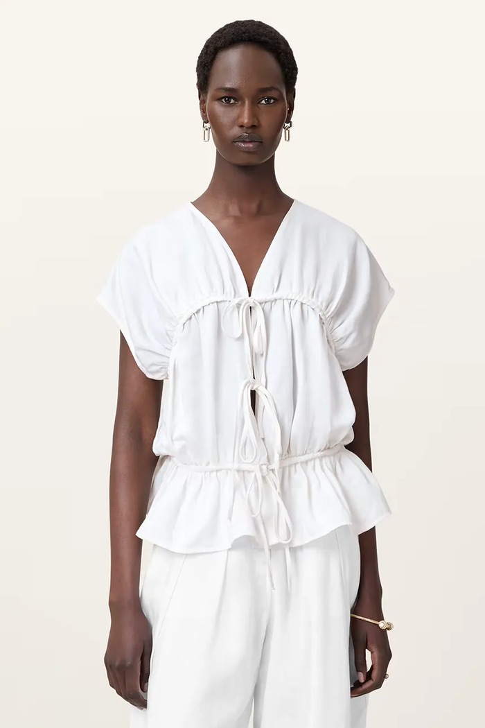Majica AllSaints REMY Kratek bela W105PC