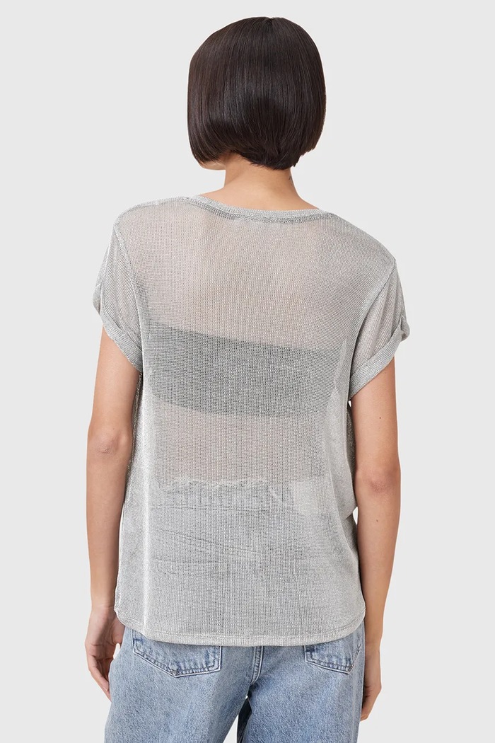 AllSaints bluzka THEA srebrny W207JC