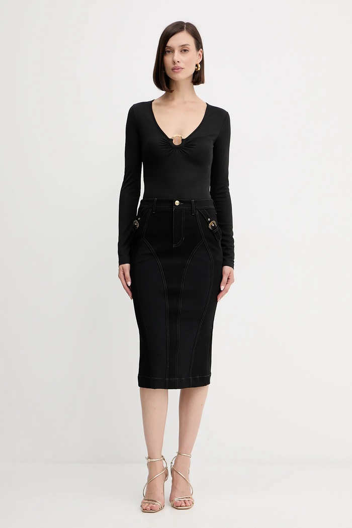 Tričko s dlhým rukávom Just Cavalli 79PAH638.J0253 čierna AW25