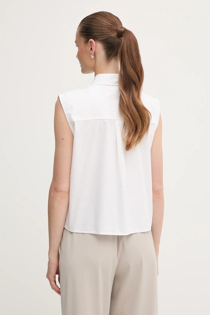 Ρούχα Βαμβακερό πουκάμισο Dkny P5DM0B45 λευκό