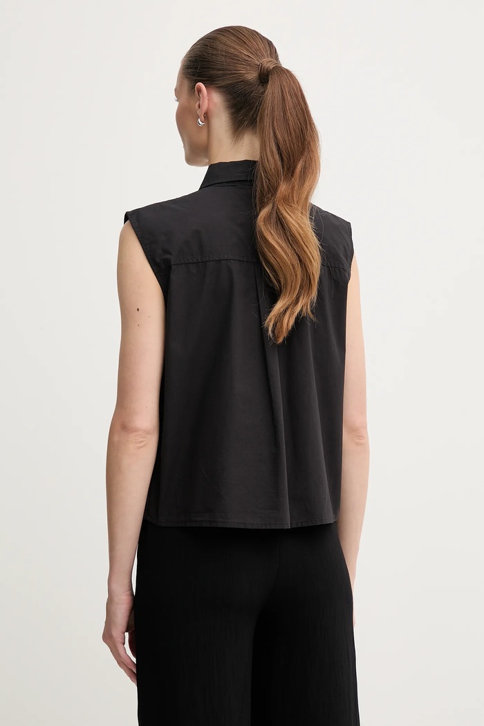 Ρούχα Βαμβακερό πουκάμισο Dkny P5DM0B45 μαύρο