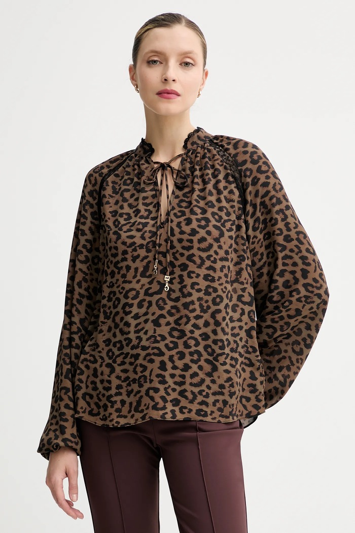 Блуза Guess NEW JOSETTE животински кафяв W5BH74.WGLA2