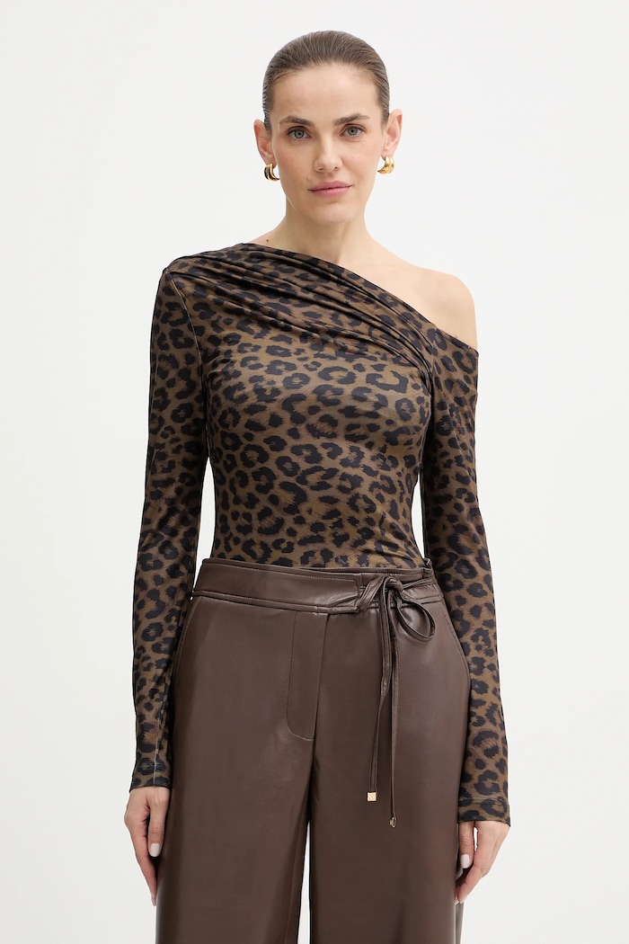 Guess Tričko s dlouhým rukávem Guess ANITA hnědá W5BP08.K1492