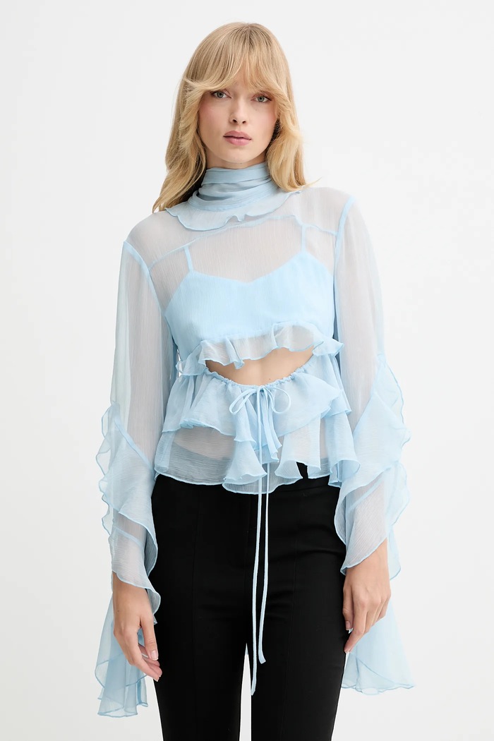 Bardot bluză forma V albastru 59933TB