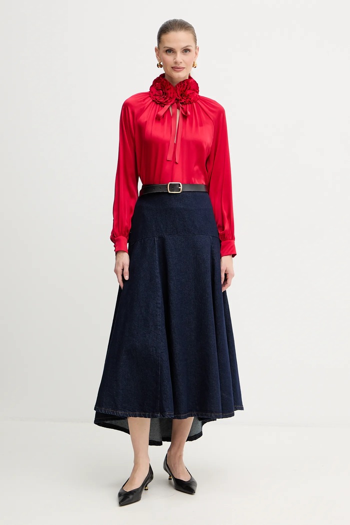 Hedvábná halenka Luisa Spagnoli 542316 červená AW25