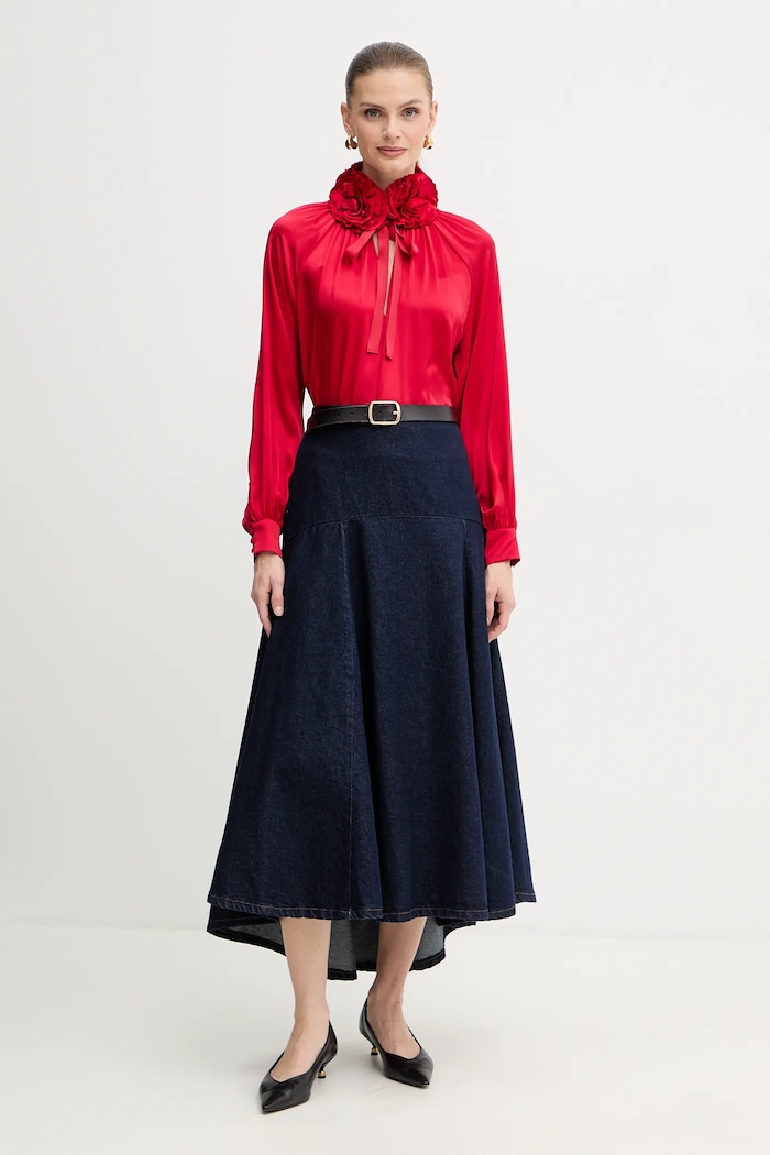 Hedvábná halenka Luisa Spagnoli 542316 červená AW25