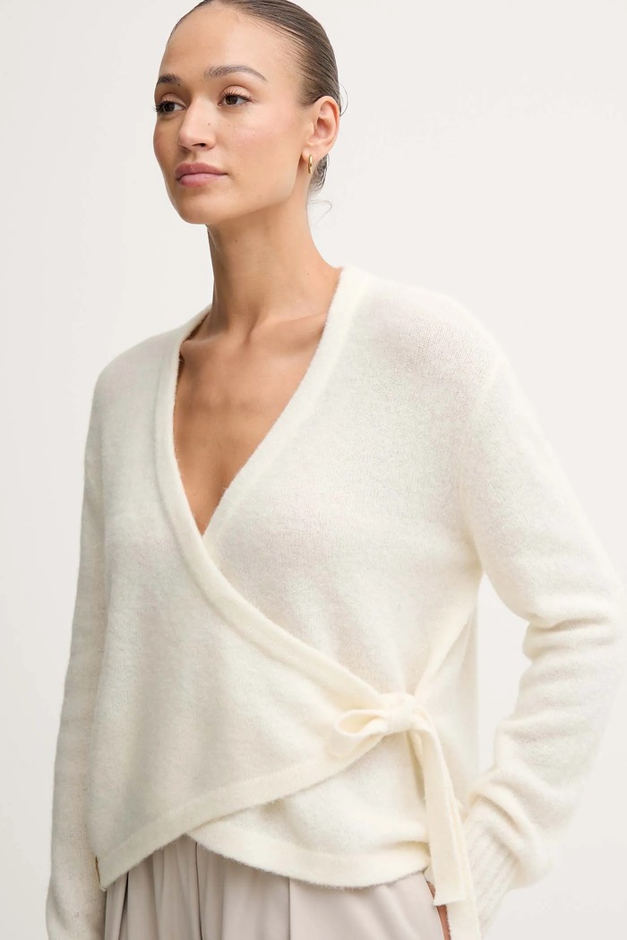 Gaudi cardigan din amestec de lână bej 521FD53010