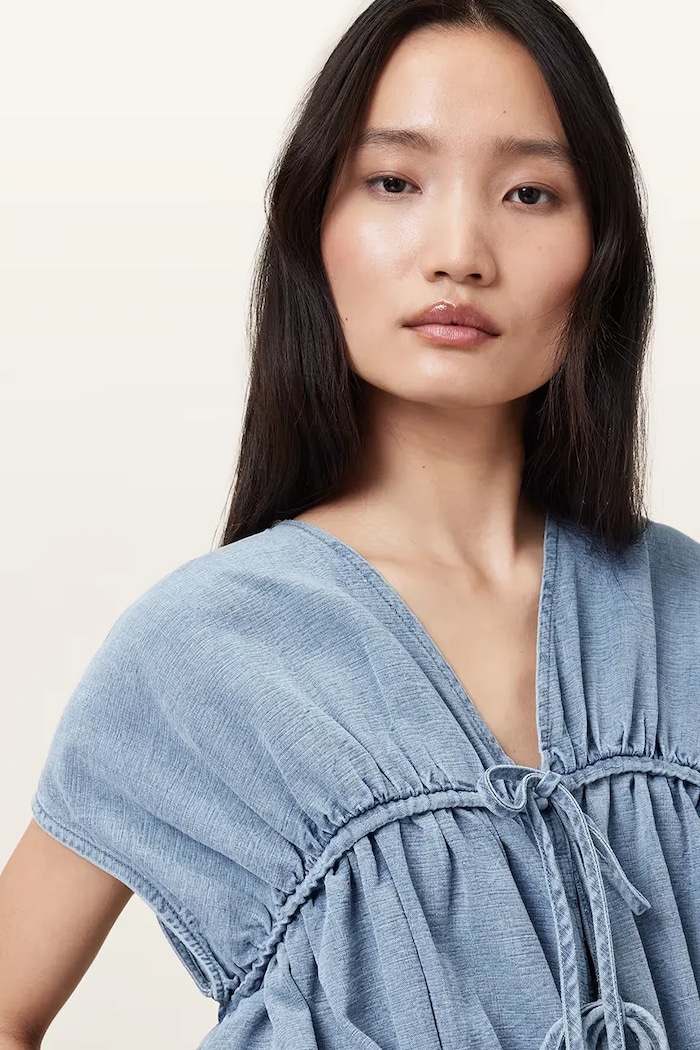 AllSaints bluză REMY W093PC albastru AW25