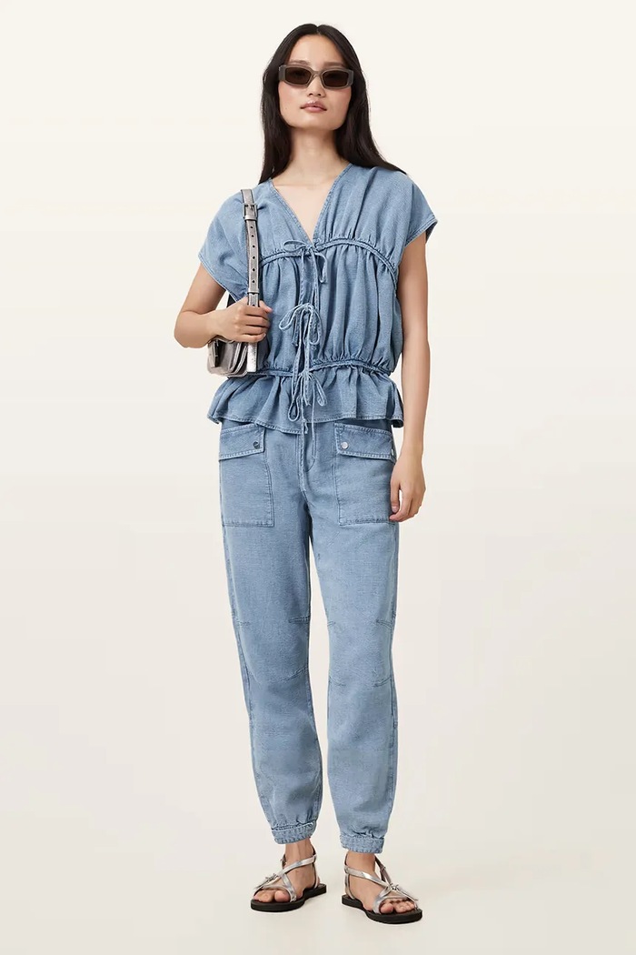 AllSaints bluză REMY W093PC albastru