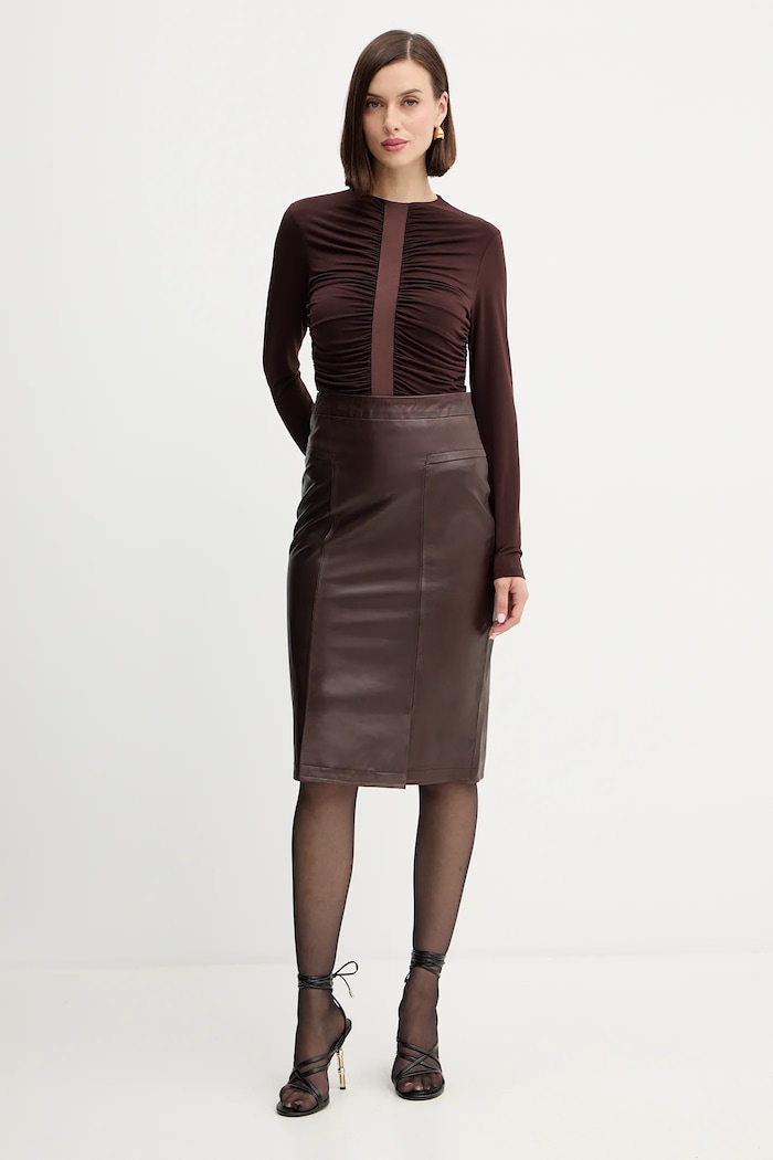 Herve Leger bluzka Veronica RMJ1498061 brązowy AW25