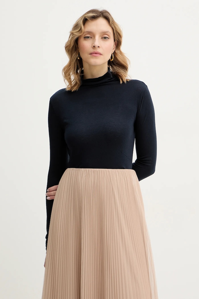 BOSS mânecă lungă cu lână Elavu uni bleumarin 50550639