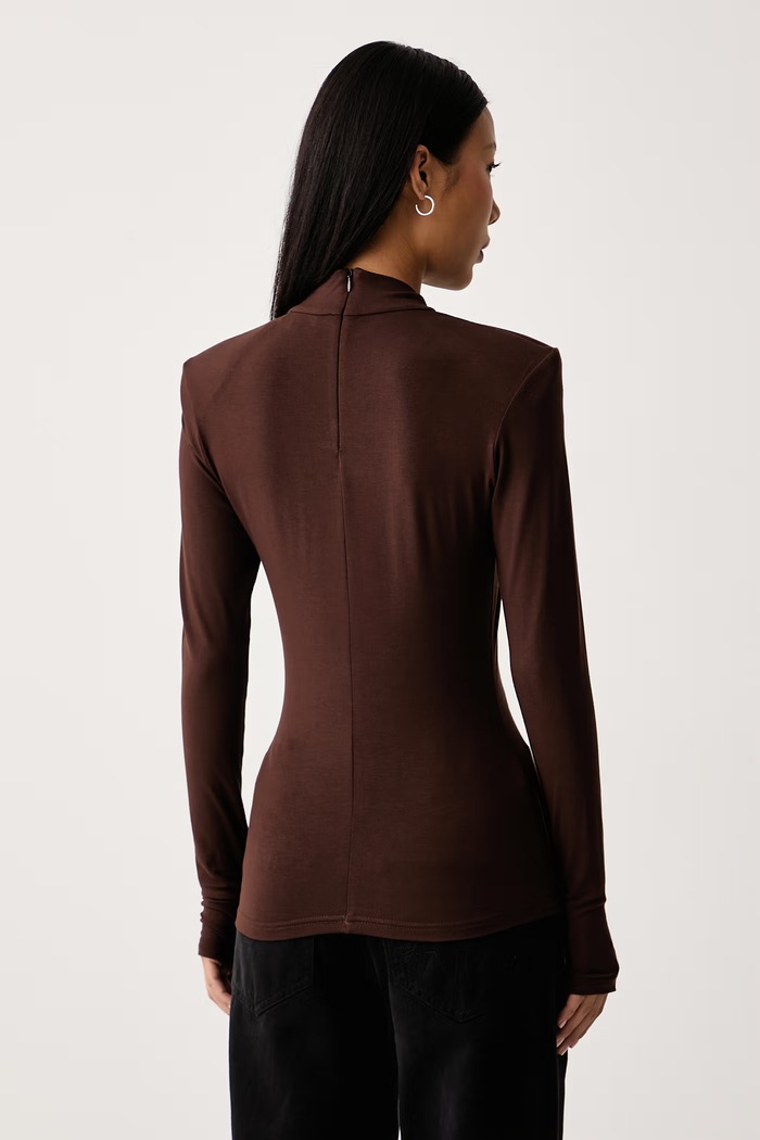 Odzież La Mania Longsleeve damski z wiskozą SLEEK brązowy