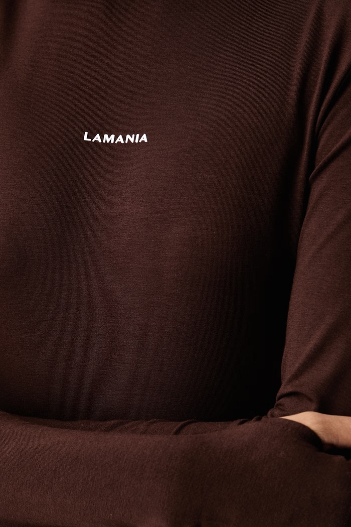 Longsleeve damski z wiskozą La Mania brązowy SLEEK