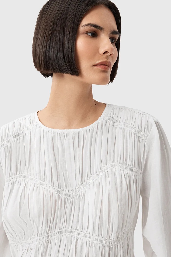 AllSaints bluză MELANI W020PD alb AW25