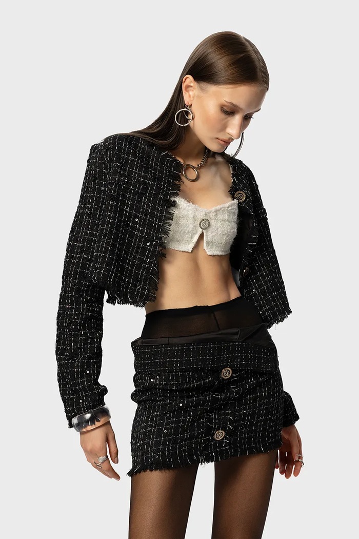 Blúzka GOD SAVE QUEENS EXECUTIVE TWEED TOP biela GSQ.155.110