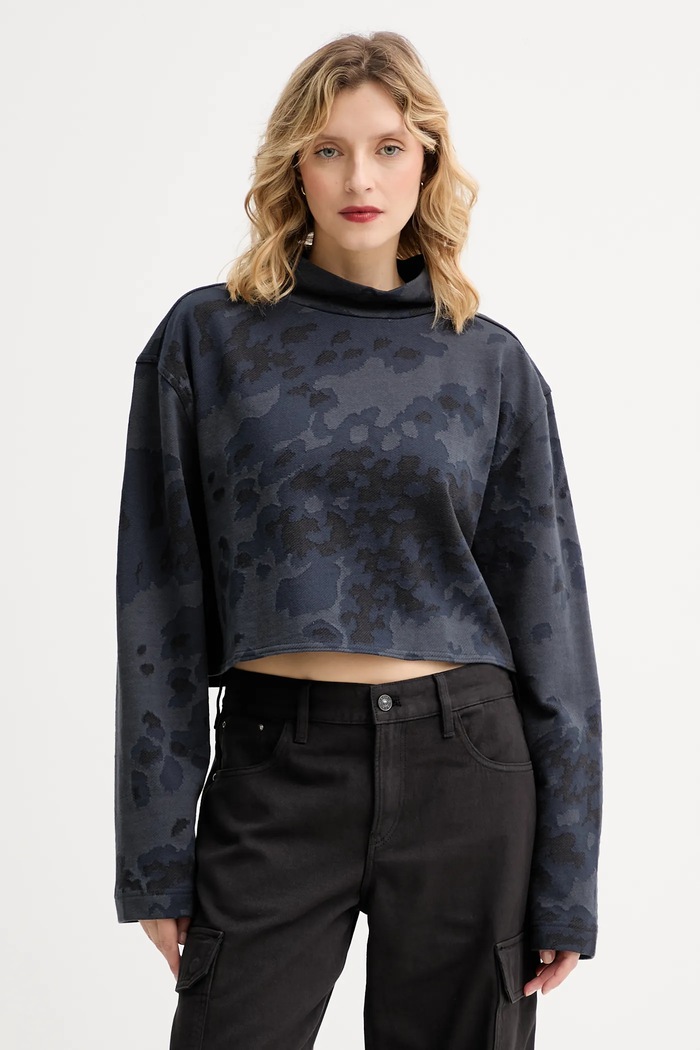 Бавовняна кофта G-Star 0 Oversized cropped turtle бавовна темно-синій D27169.E150