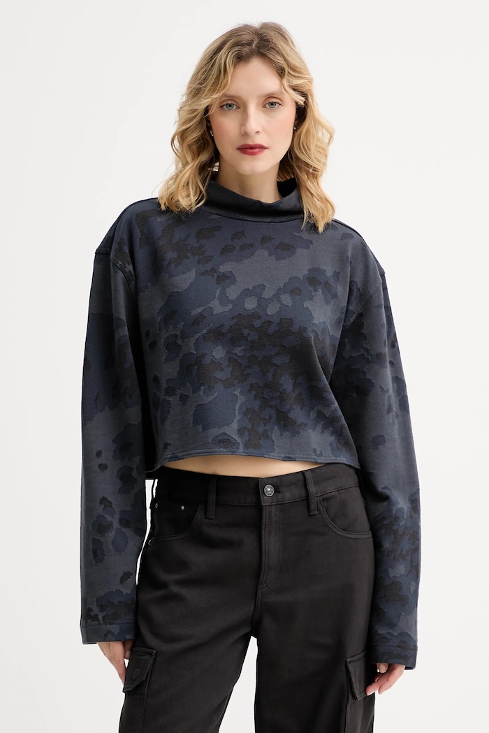 Бавовняна кофта G-Star 0 Oversized cropped turtle бавовна темно-синій D27169.E150