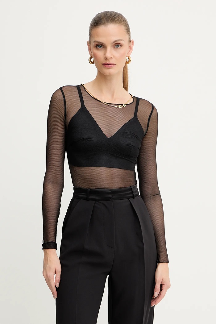 Elisabetta Franchi body z elastanem czarny BO01457E2