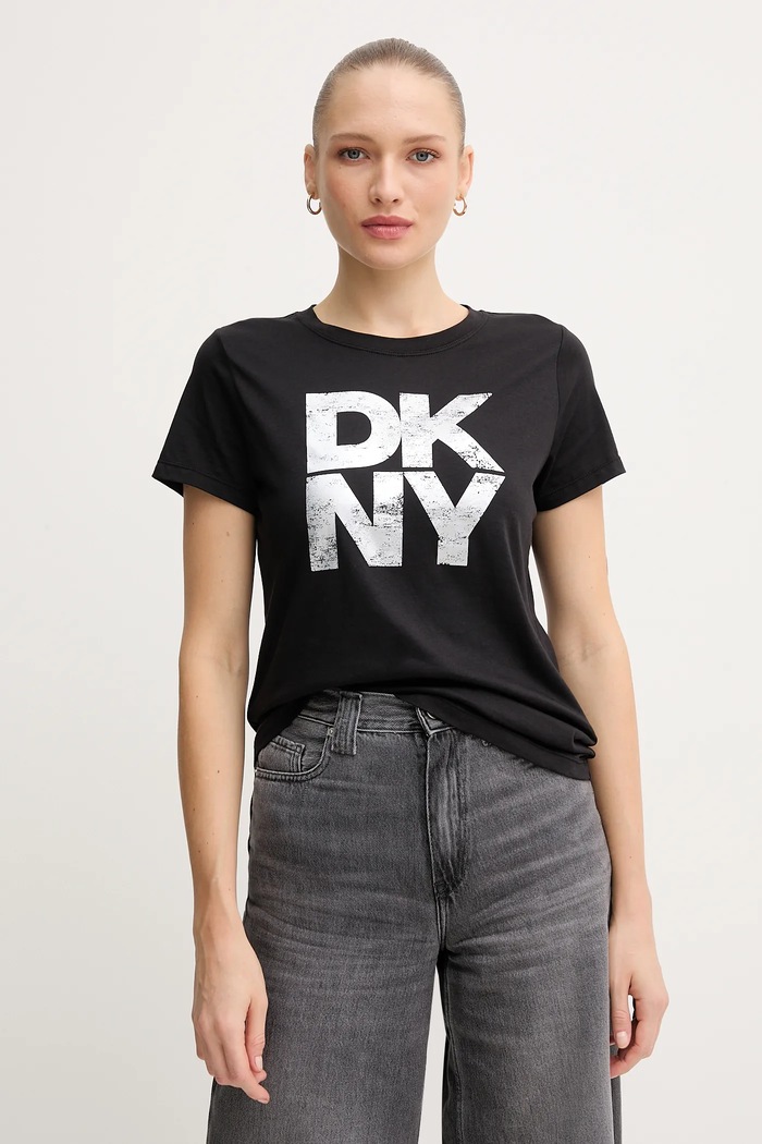Dkny t-shirt nadruk czarny DJ5T1631