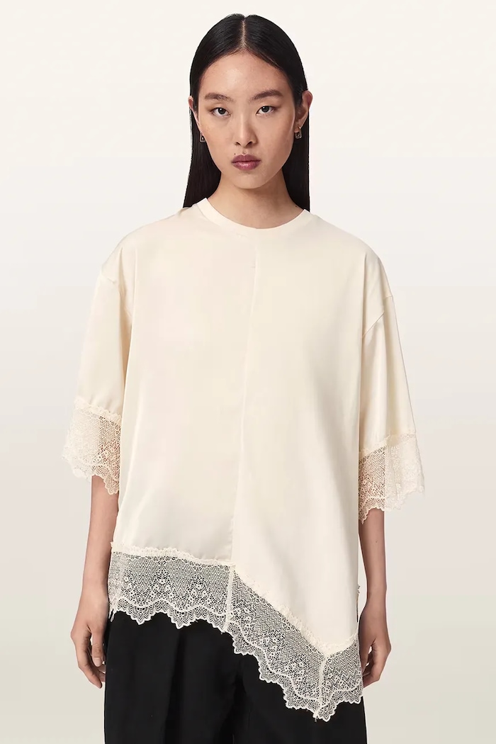 AllSaints bluzka damska bawełniana LENNY beżowy W087JD