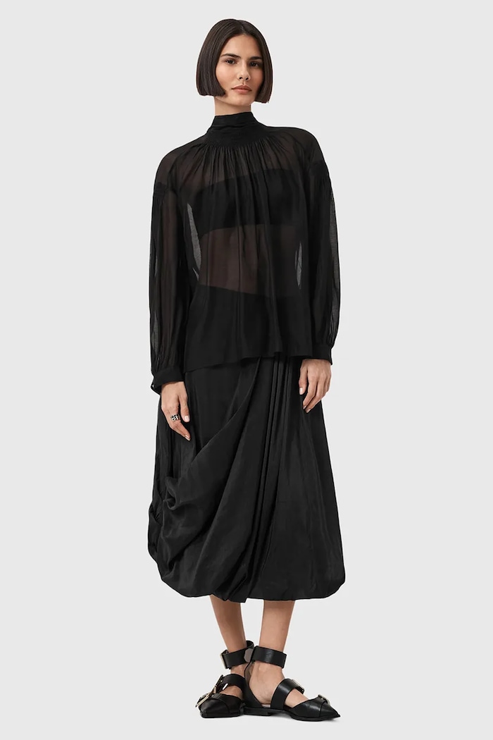 Blúzka s prímesou hodvábu AllSaints PEARLA W027PD