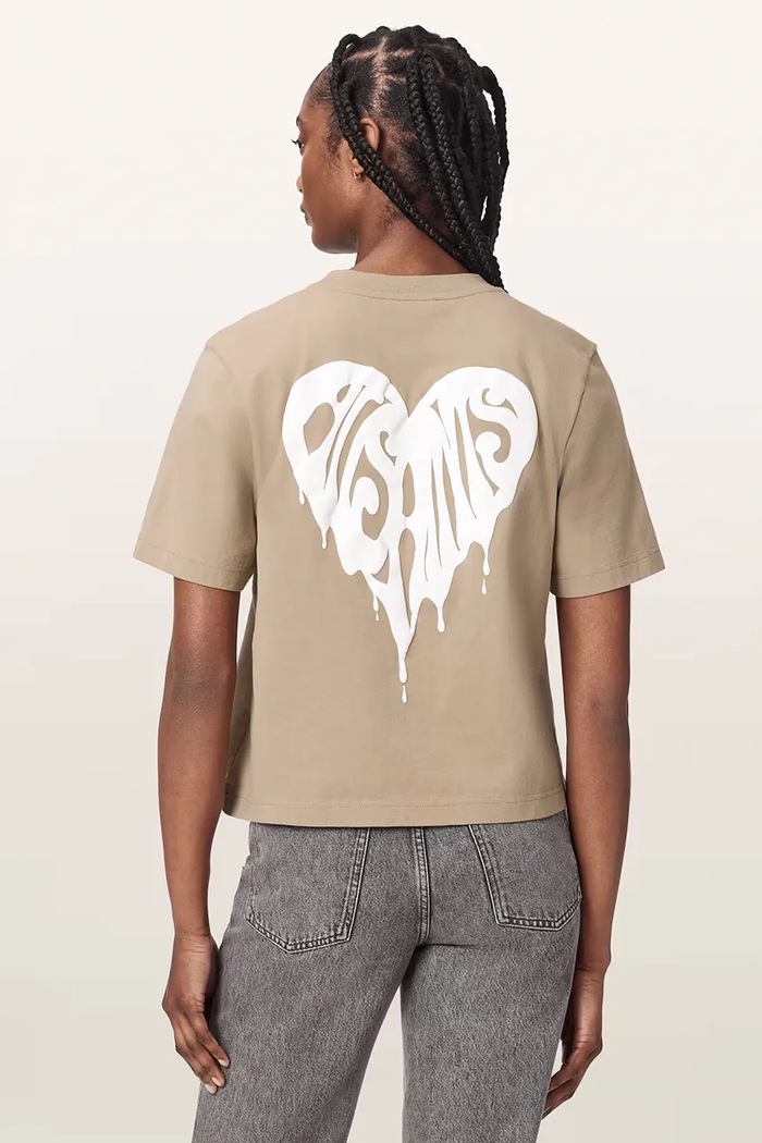 AllSaints T-shirt damski bawełniany TRIP W033JD beżowy SS26