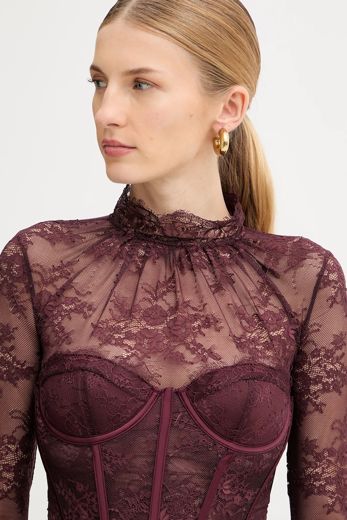 Retrofete body Valentina FW24.10322 burgundia