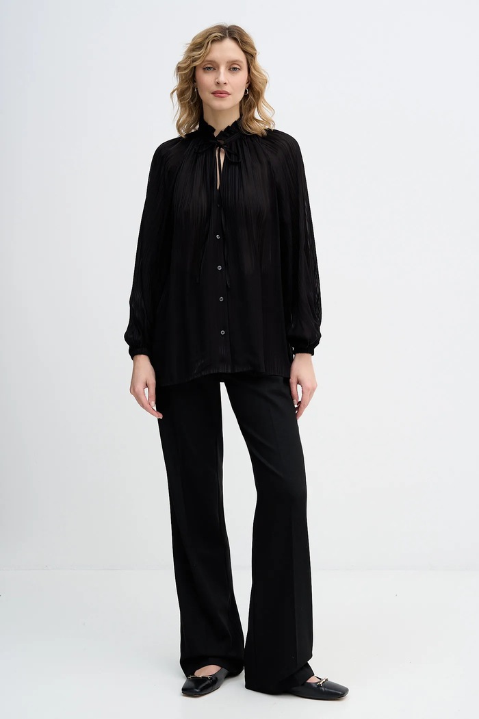 Košeľa Sisley 5FGXLQ0A5 čierna AW25