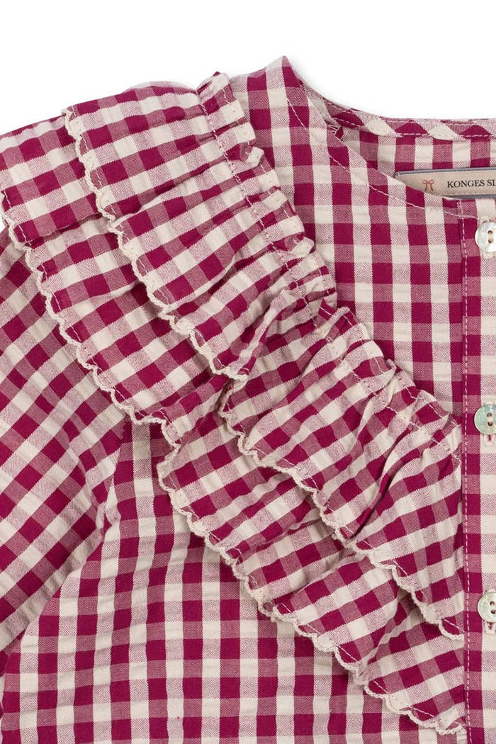 Dziewczynka Konges Sløjd bluzka bawełniana dziecięca KIM FRILL BLOUSE GOTS KS103841.9BYA czerwony