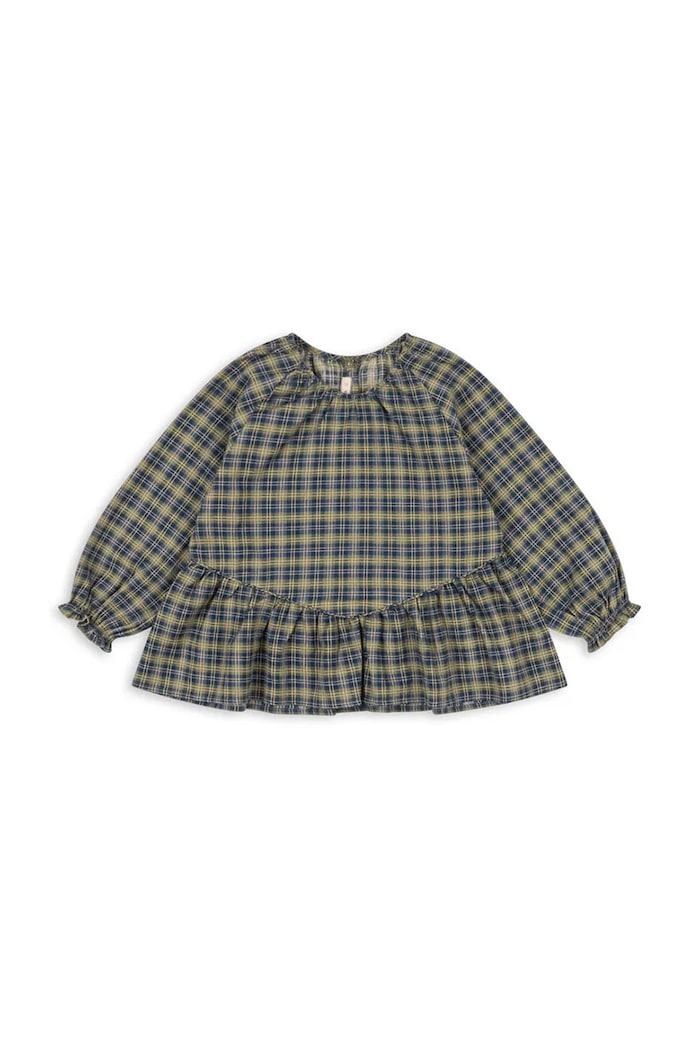 Konges Sløjd bluzka dziecięca TERRE BLOUSE GOTS z elastanem turkusowy KS104011.9BYA